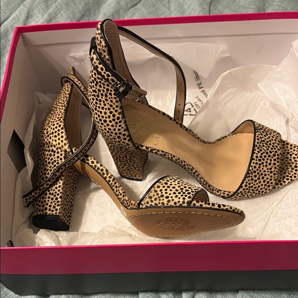 Leopard/ animal Print Women's Heeled Sandals - Picture 1 of 3